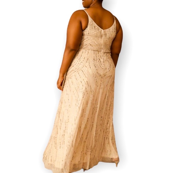 New BHLDN Fidelia 2, 4, 6, 8 Oyster Cream Allover Sequins Embellished Maxi Gown - Picture 8 of 13